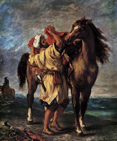 Eugene Delacroix Marocan and his Horse Sweden oil painting art